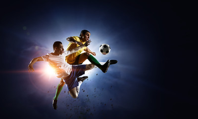 Fototapeta na wymiar Soccer best moments. Mixed media