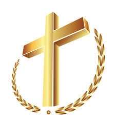 Christian gold cross, icon vector - 176028914