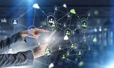 Social networking connection. Mixed media