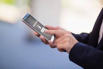 Composite image of payment declined text on mobile display