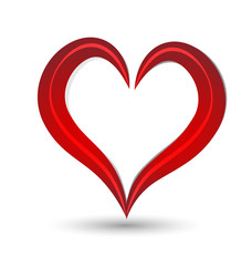 Red heart with swoosh lines, on white background, icon vector