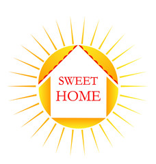 Home sweet home, sun background, icon vector