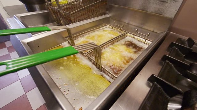 deep frying in hot oil