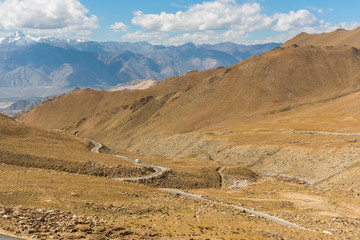 road trip at Himalaya mountains background from leh lardakh,india