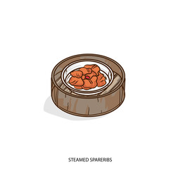  chinese food STEAMED SPARERIBS object hand drawing