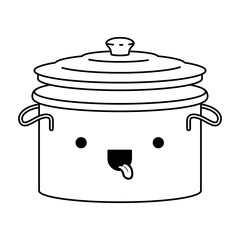 cooking pot with lid monochrome kawaii silhouette