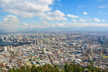 Fototapeta na wymiar View from the top of Santiago city 
