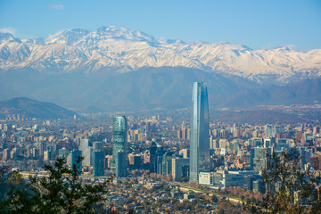 Santiago city skycrapers - obrazy, fototapety, plakaty