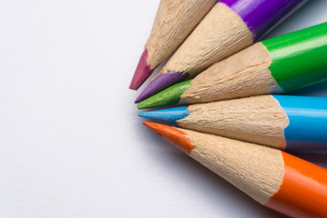 Color pencils isolated on white background.