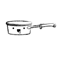 pan with handle monochrome blurred kawaii silhouette