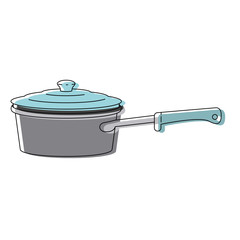 pan with handle and lid colorful watercolor silhouette