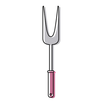 carving fork utensil colorful watercolor silhouette