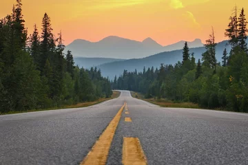 Sunset above road and mountains, Southern Canada © LindaPhotography
