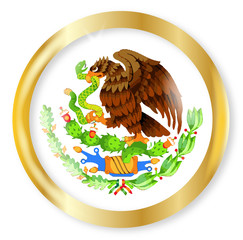 Mexican Flag Emblem Button