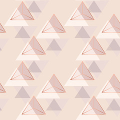 Abstract geometric baby girl vector background. Triangle pattern shapes in grey, rosegold, pink and white.