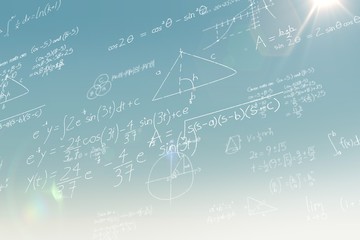 Composite image of maths over black background - obrazy, fototapety, plakaty