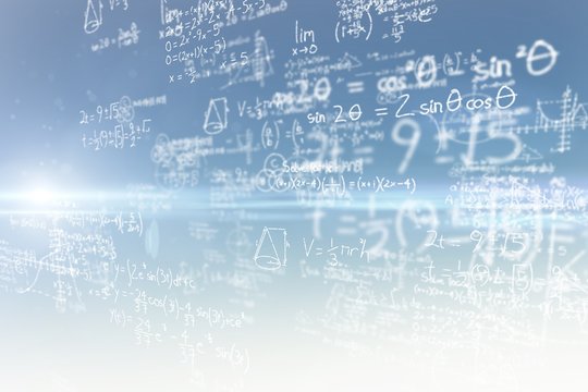 Composite image of maths on black background