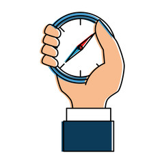 hand human with chronometer timer isolated icon