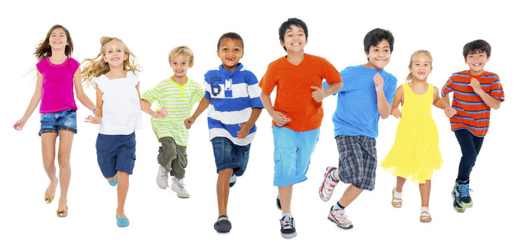 Children are running and playing together