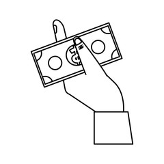 hand holding dollar bills money icon image vector illustration design