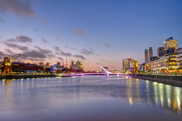 Puerto Madero in Buenos Aires, Argentina, at sunset