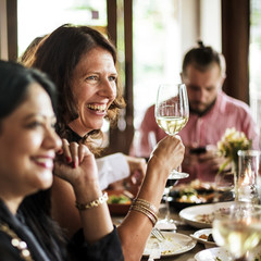 Friends at a dinner party