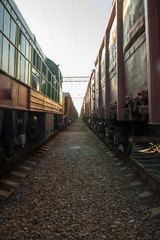 Fototapeta na wymiar Between two freight trains