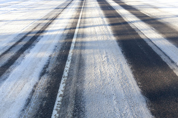 Road covered with snow