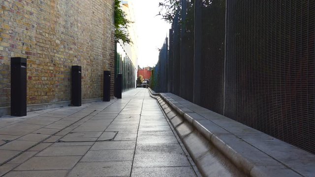 A narrow street in the old district of the city.