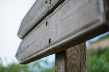 closeup of a wooden sign