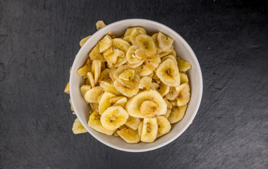 Slate slab with Dried Banana Chips