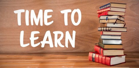 Composite image of time to learn text against white background