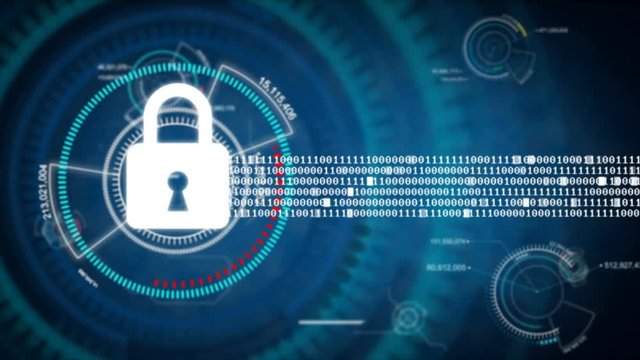 Lock security concept on HUD and cyber futuristic background for data security safety concept
