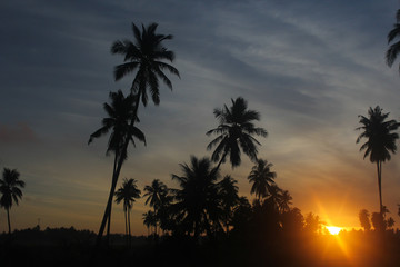 Sunrise on the beach in Southern Island of Thailand