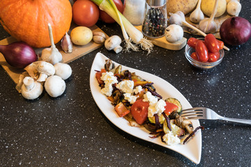 Delicious grilled vegetables with excellent goat cheese