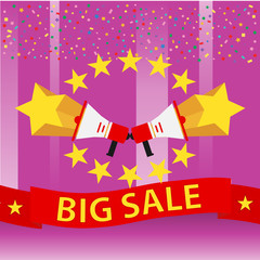 Banner with stars on a pink background big sale
