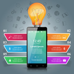 3D infographic design template and marketing icons. Business Infographics origami style Vector illustration. Smartphone icon.