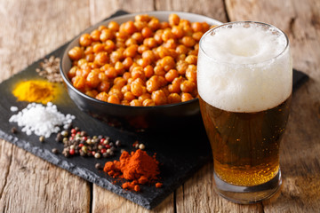 Fried chickpeas are a great appetizer for cold beer.  horizontal