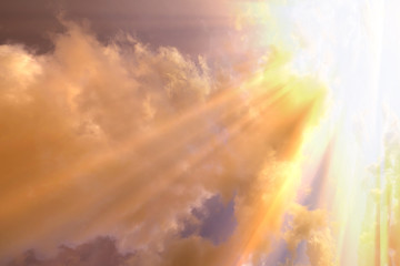 Dramatic sun rays and clouds