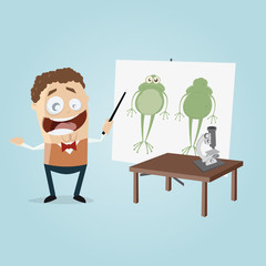 biology teacher shows a frog