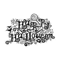 Happy Halloween. Lettering. Isolated vector object on white background.