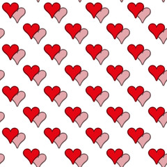 hand drawn cute heart shapes seamless vector pattern