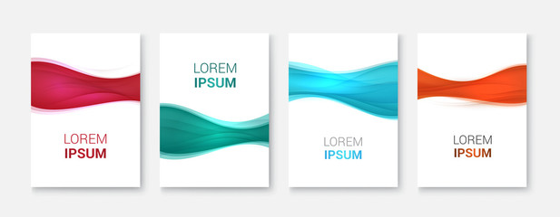 Set Abstract wave white vector design.Vector business brochure, flyer template