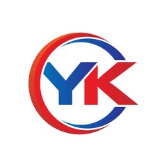 yk logo vector modern initial swoosh circle blue and red