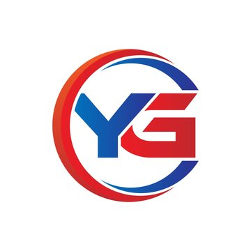 yg logo vector modern initial swoosh circle blue and red