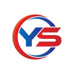 ys logo vector modern initial swoosh circle blue and red