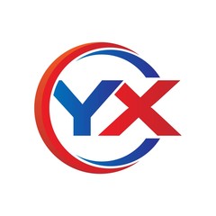 yx logo vector modern initial swoosh circle blue and red
