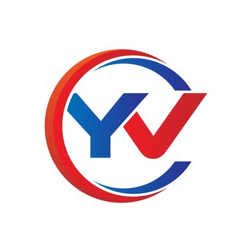 yv logo vector modern initial swoosh circle blue and red