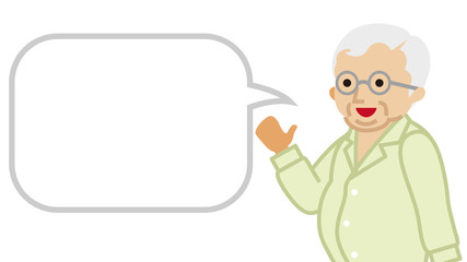 Explaining Senior man with speech bubble