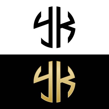 yk initial logo circle shape vector black and gold